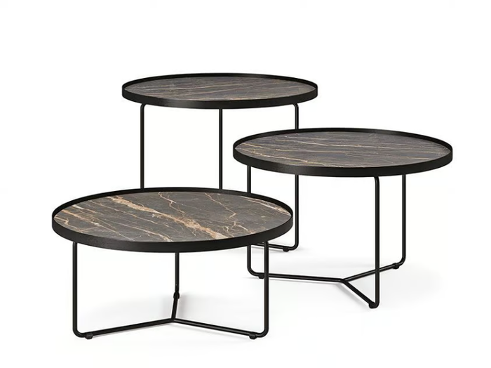 BILLY KERAMIK - Round painted metal coffee table with ceramic top _ Cattelan Italia